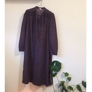 vintage prairie girl eggplant tie dress